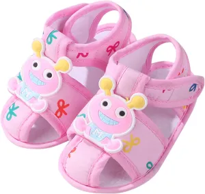 Infant Toddler Baby Girls Boys Shoes Sandals First Walkers Prewalkers Cartoon Anti-Slip Soft Sole (Pink, 4.5 Infant)