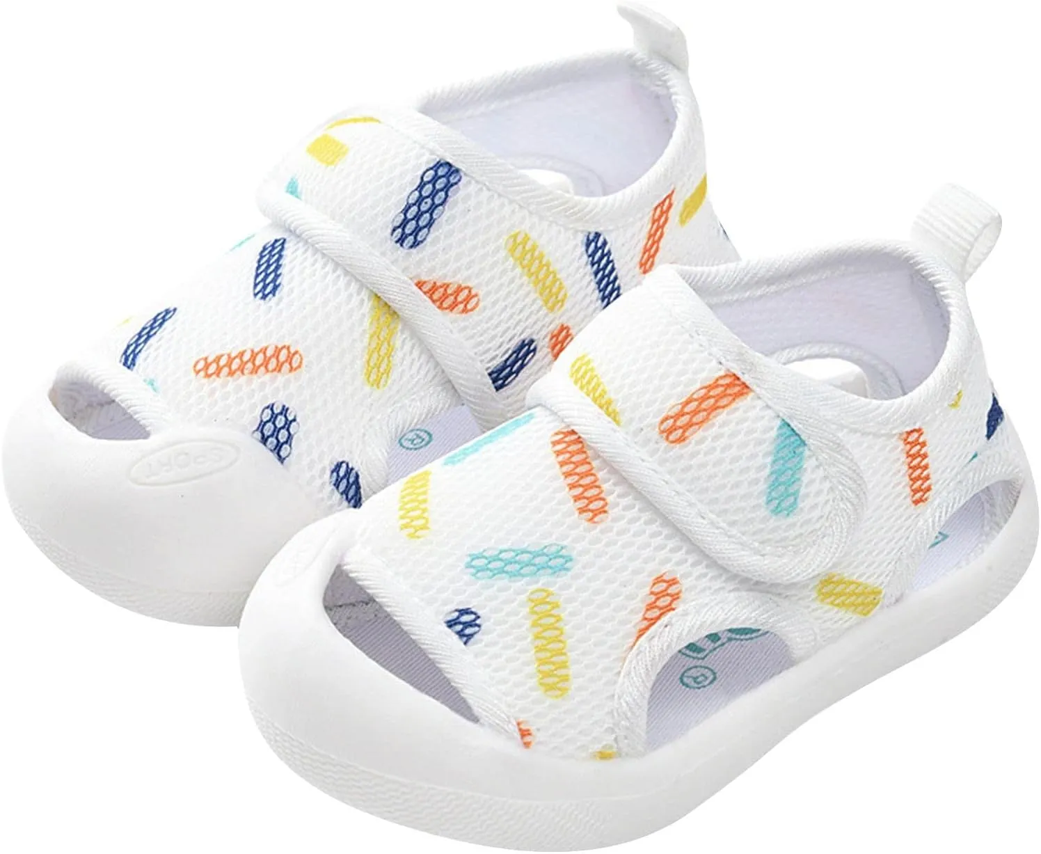 Infant Toddler Baby Girls Boys Shoes Sandals First Walking Shoes Soft Sole Breathable Flat Shoes (White, 4.5 Infant)