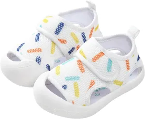 Infant Toddler Baby Girls Boys Shoes Sandals First Walking Shoes Soft Sole Breathable Flat Shoes (White, 4.5 Infant)