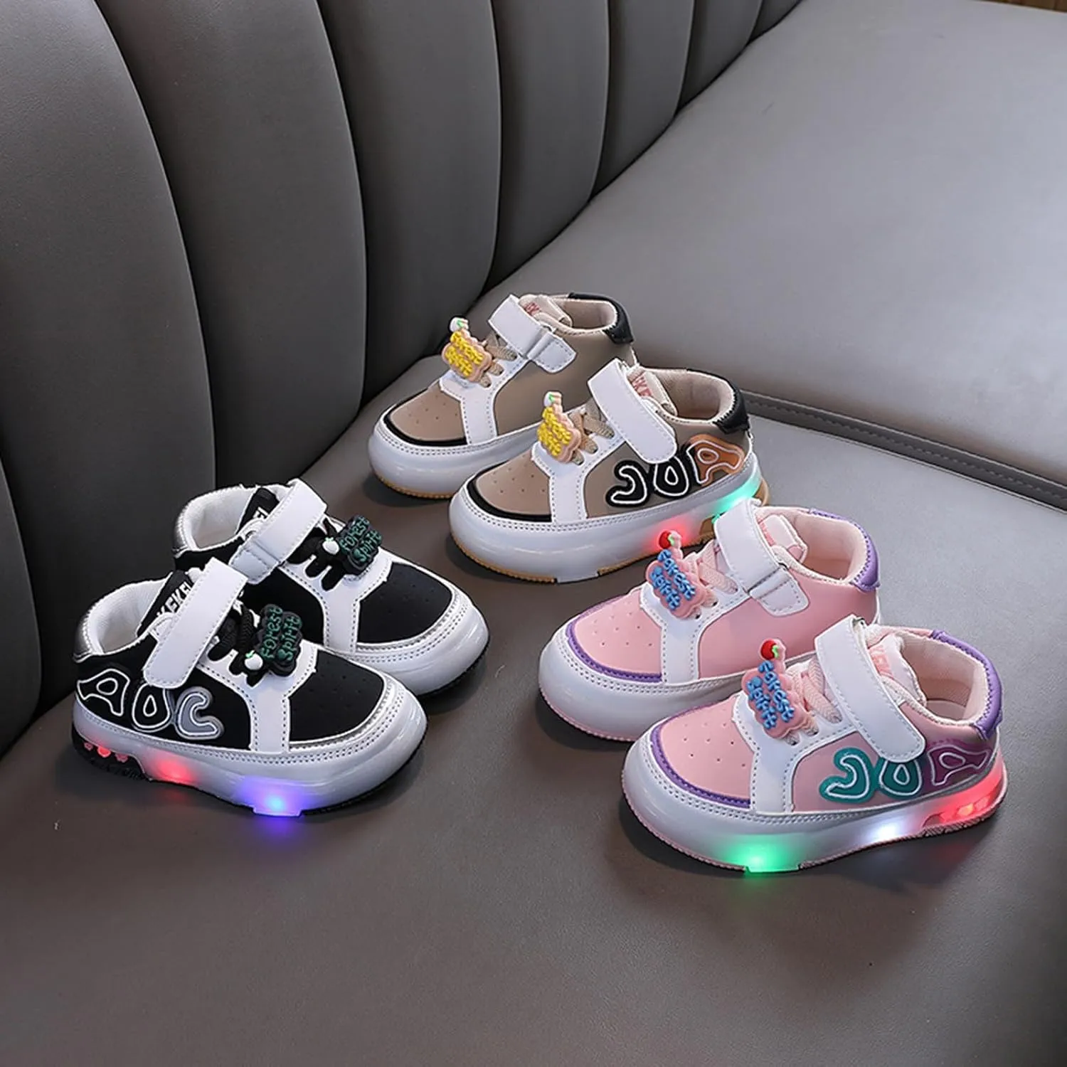Infant Toddler Sneakers for Boys Girls Light Up Breathable Lightweight Soft Sole Casual Kids Big Girl Shoe Size 2