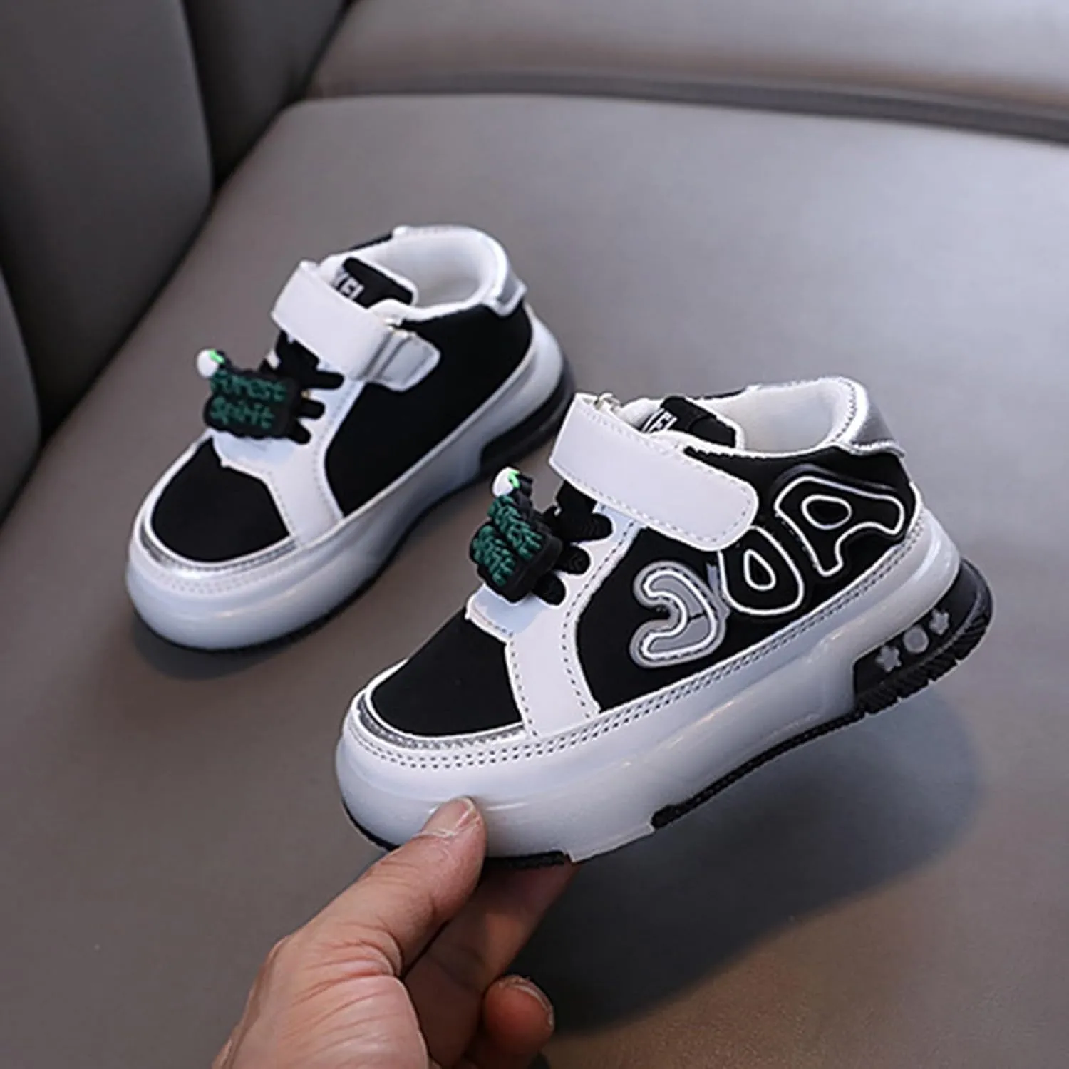 Infant Toddler Sneakers for Boys Girls Light Up Breathable Lightweight Soft Sole Casual Kids Big Girl Shoe Size 2