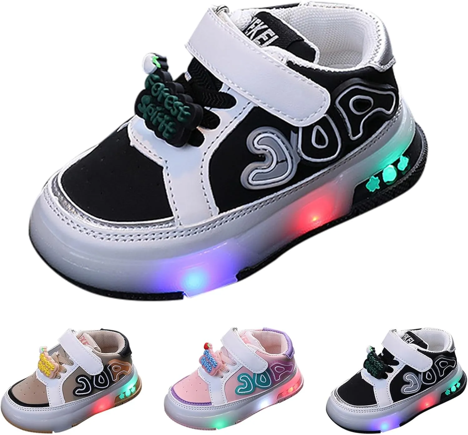 Infant Toddler Sneakers for Boys Girls Light Up Breathable Lightweight Soft Sole Casual Kids Big Girl Shoe Size 2