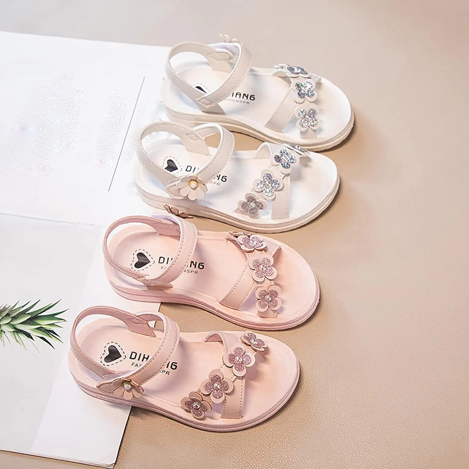 Kid Baby Girls Boys Child Sandals Summer Flower Shoes Premium Soft Sole Non Slip Shoes Comfort (Pink, 12 Little Child)