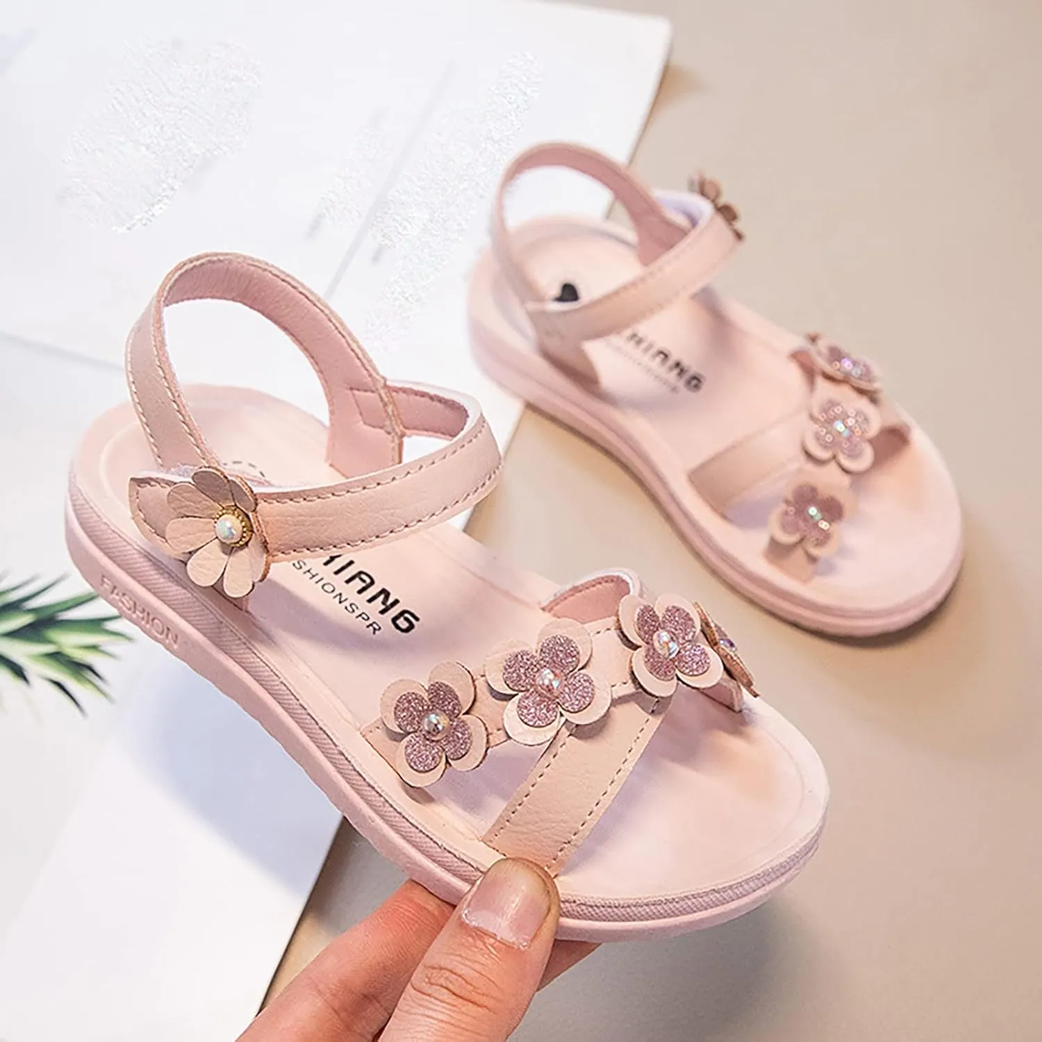 Kid Baby Girls Boys Child Sandals Summer Flower Shoes Premium Soft Sole Non Slip Shoes Comfort (Pink, 12 Little Child)