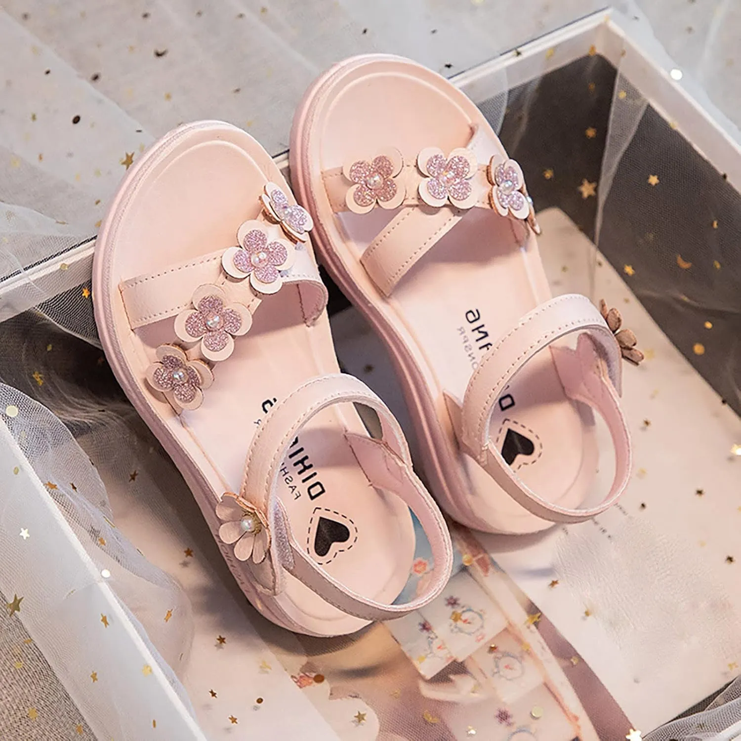 Kid Baby Girls Boys Child Sandals Summer Flower Shoes Premium Soft Sole Non Slip Shoes Comfort (Pink, 12 Little Child)