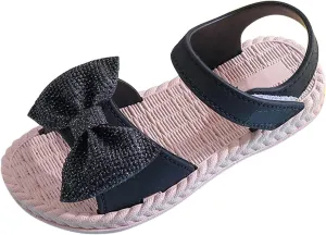 Kid Baby Girls Boys Child Shoes Summer Sandals Soft Rubber Sole Anti Slip Sandals Bowknot Princess (Black, 9 Toddler)