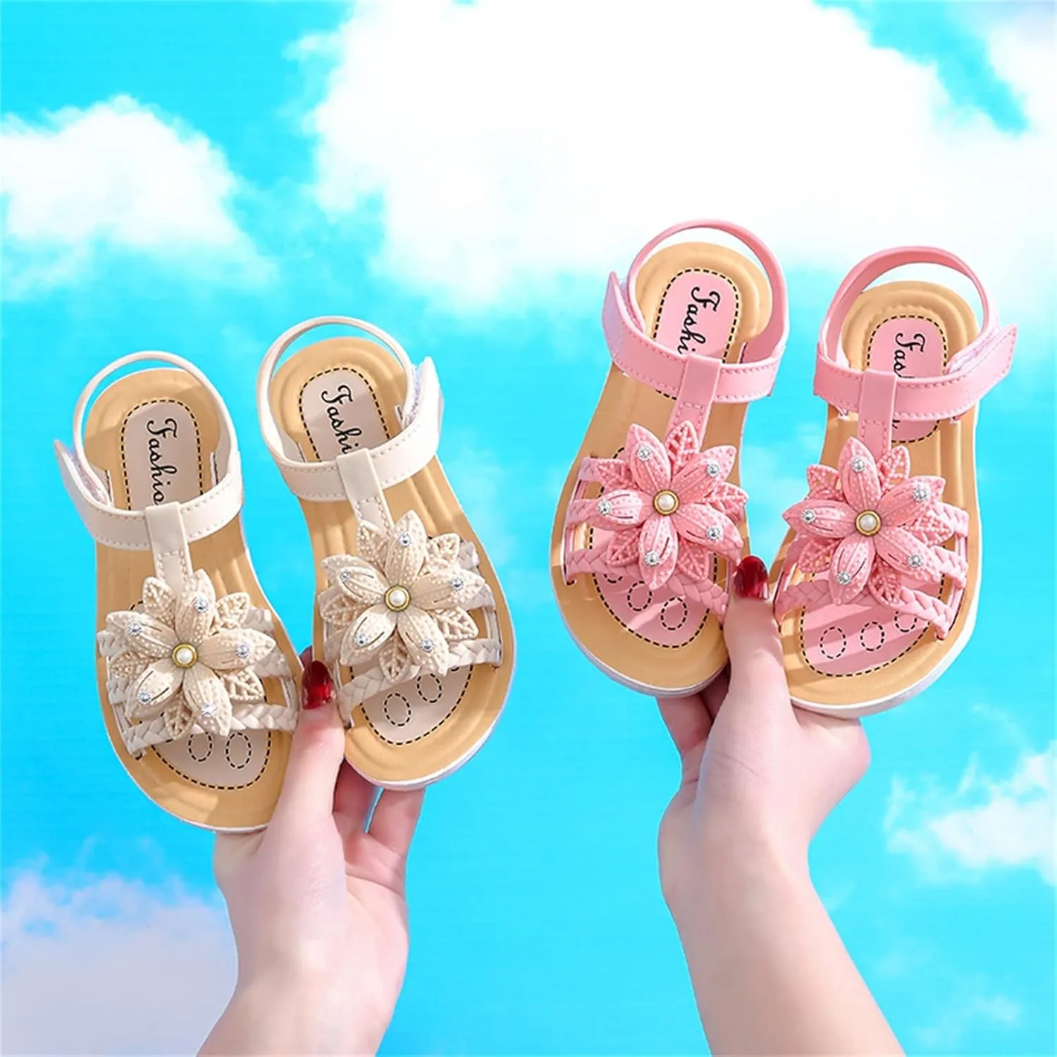 Kid Baby Girls Boys Child Summer Sandals Lightweight Shoes Soft Sole Anti Slip Sandals Flower (Pink, 13.5 Little Child)