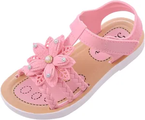 Kid Baby Girls Boys Child Summer Sandals Lightweight Shoes Soft Sole Anti Slip Sandals Flower (Pink, 13.5 Little Child)