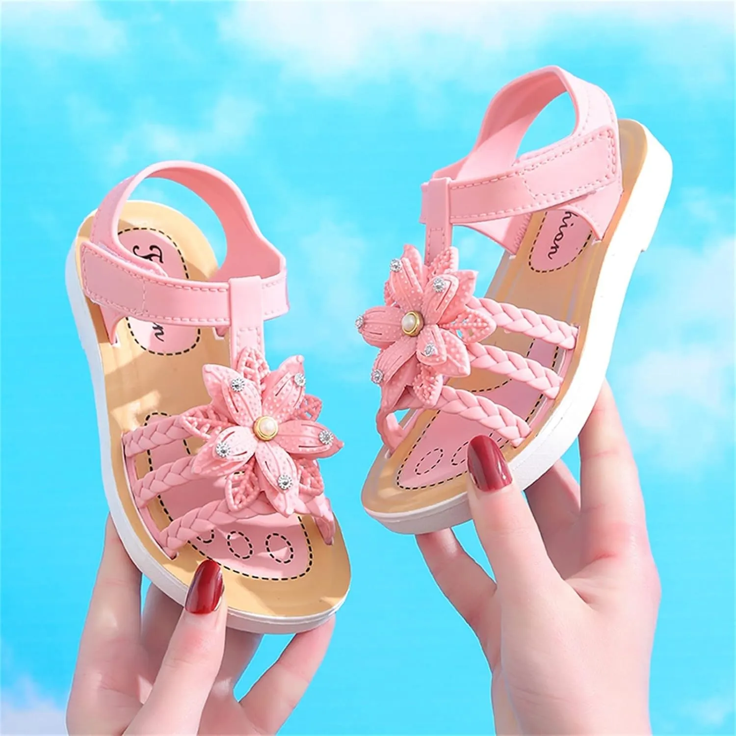 Kid Baby Girls Boys Child Summer Sandals Lightweight Shoes Soft Sole Anti Slip Sandals Flower (Pink, 13.5 Little Child)