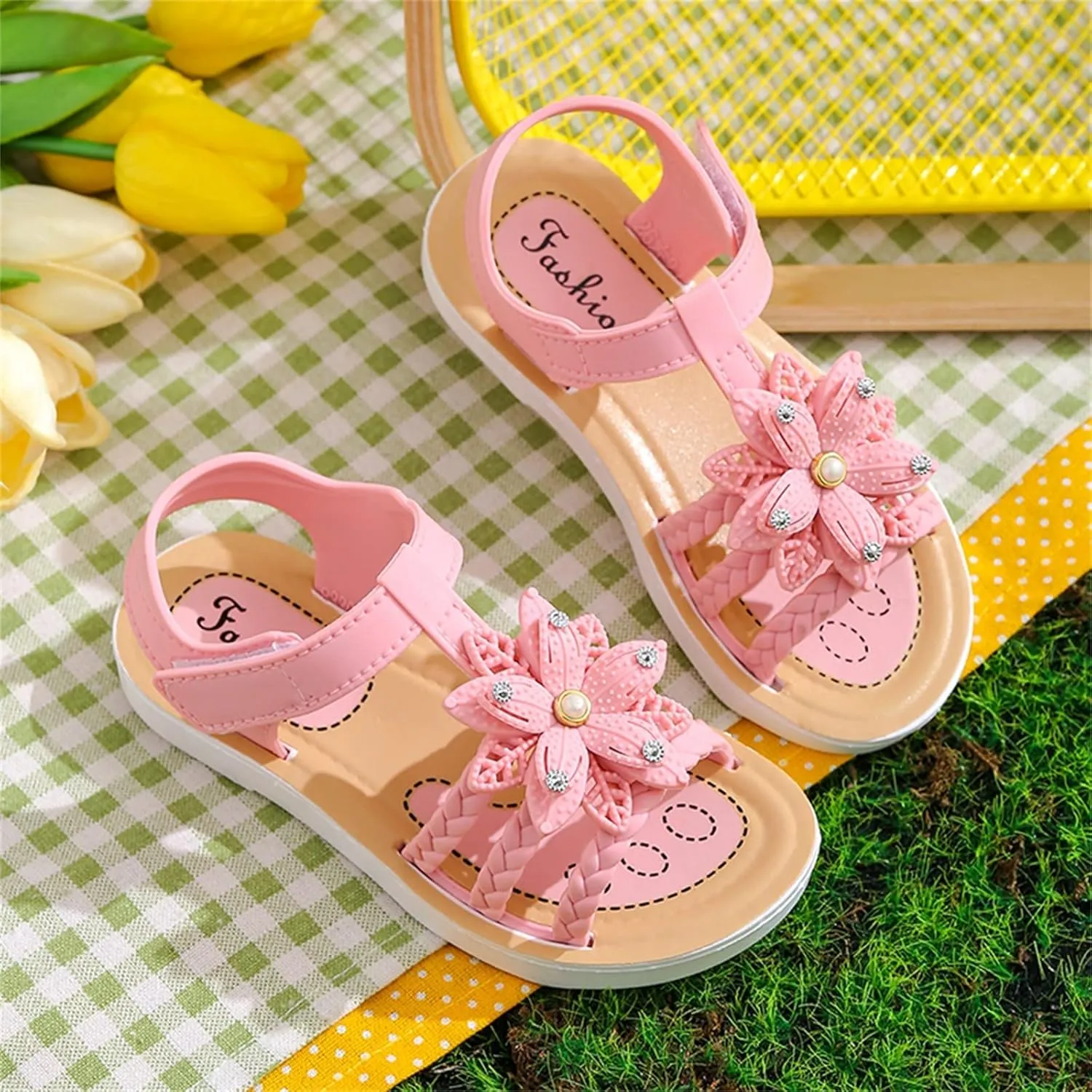 Kid Baby Girls Boys Child Summer Sandals Lightweight Shoes Soft Sole Anti Slip Sandals Flower (Pink, 13.5 Little Child)