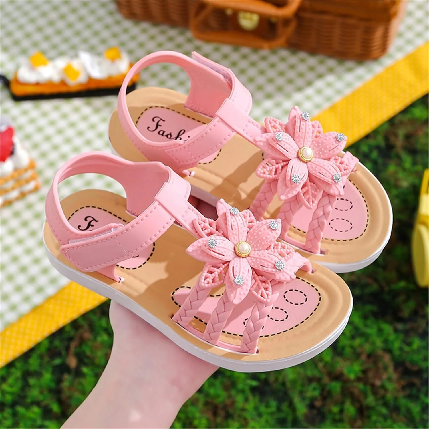 Kid Baby Girls Boys Child Summer Sandals Lightweight Shoes Soft Sole Anti Slip Sandals Flower (Pink, 13.5 Little Child)