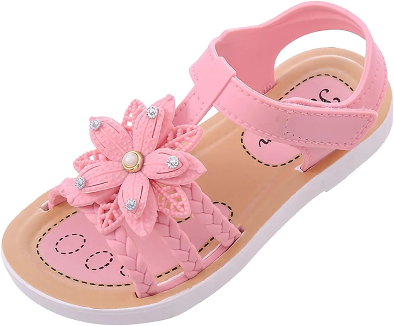 Kid Baby Girls Boys Child Summer Sandals Lightweight Shoes Soft Sole Anti Slip Sandals Flower (Pink, 13.5 Little Child)