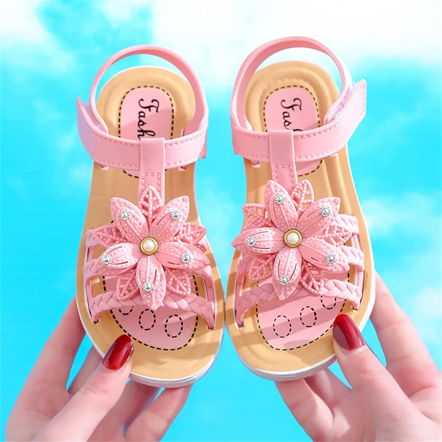 Kid Baby Girls Boys Child Summer Sandals Lightweight Shoes Soft Sole Anti Slip Sandals Flower (Pink, 13.5 Little Child)