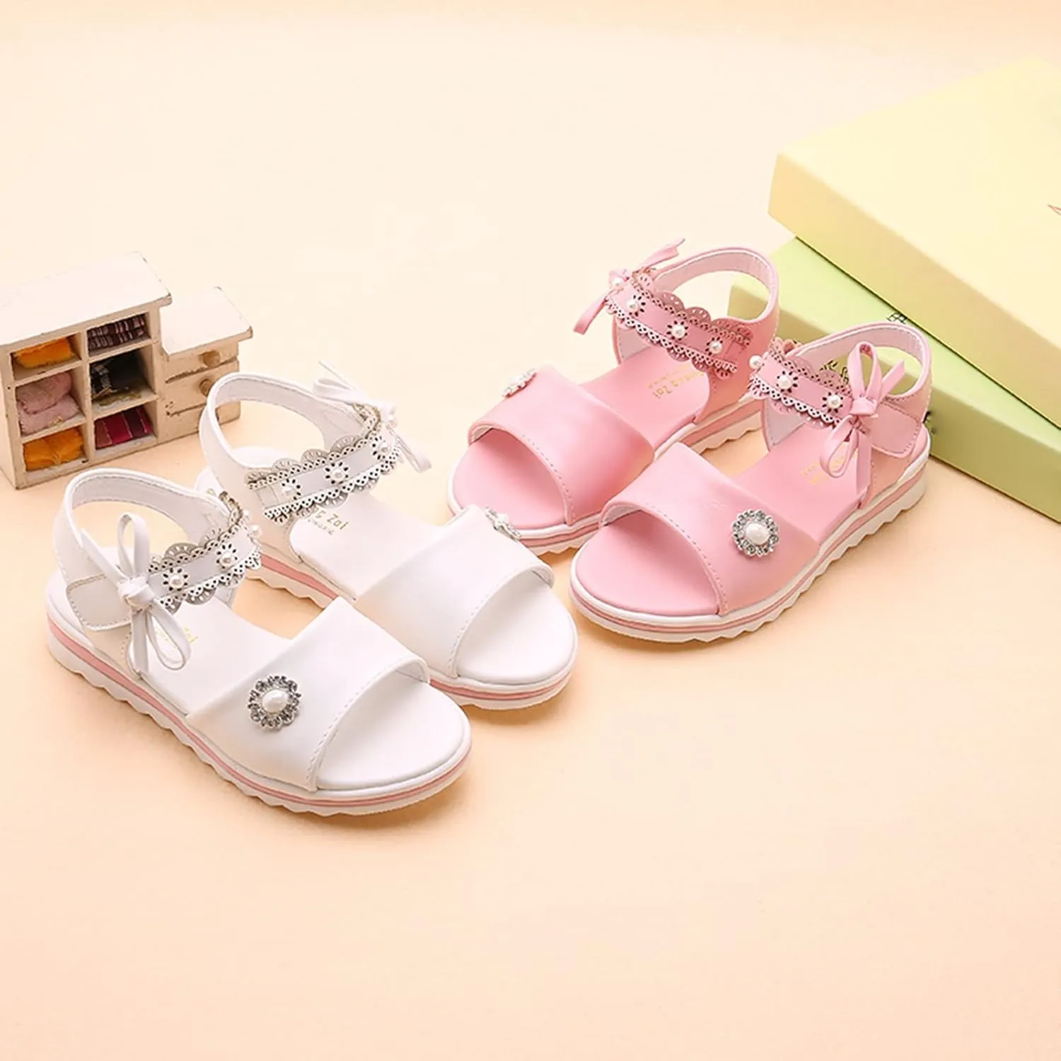 Kid Baby Girls Child Sandals Summer Shoes Premium Thick Soft Sole Non Slip Shoes Fashion (Pink, 13.5 Little Child)
