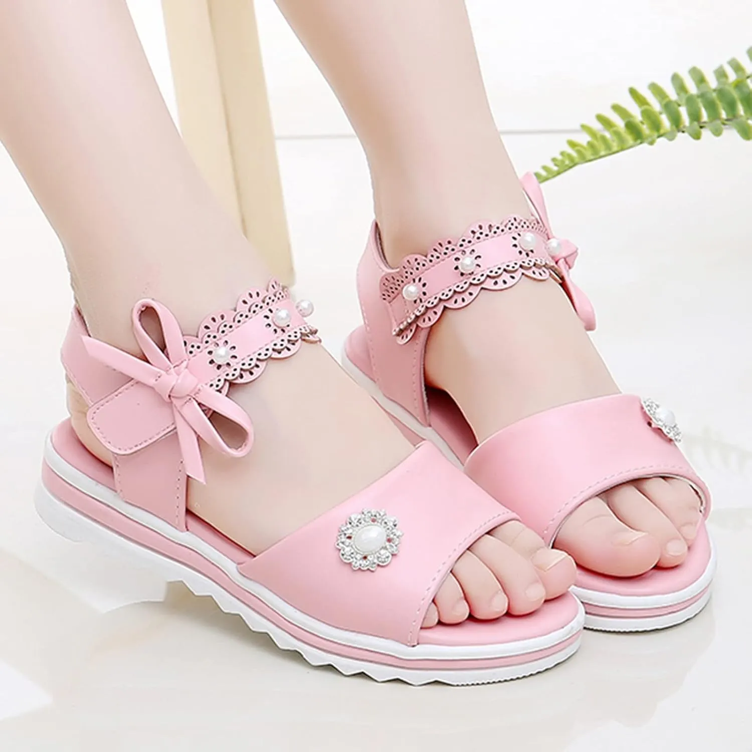 Kid Baby Girls Child Sandals Summer Shoes Premium Thick Soft Sole Non Slip Shoes Fashion (Pink, 13.5 Little Child)
