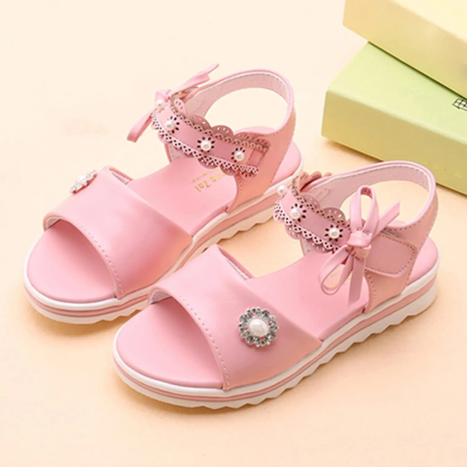 Kid Baby Girls Child Sandals Summer Shoes Premium Thick Soft Sole Non Slip Shoes Fashion (Pink, 13.5 Little Child)