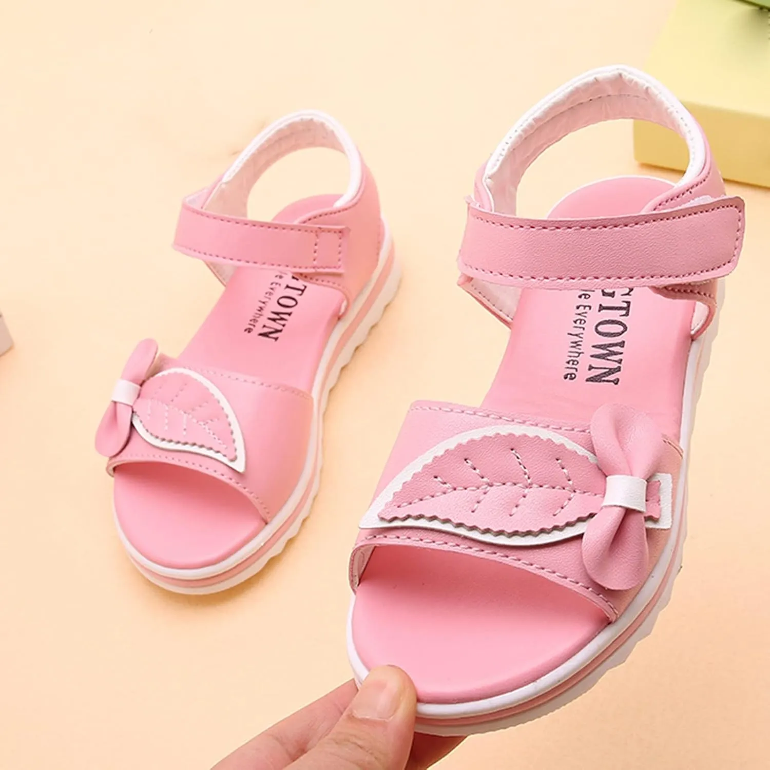 Kid Baby Girls Child Summer Shoes Sandals Premium Soft Sole Non Slip Sandals First Walkers Princess (Pink, 1 Big Kids)