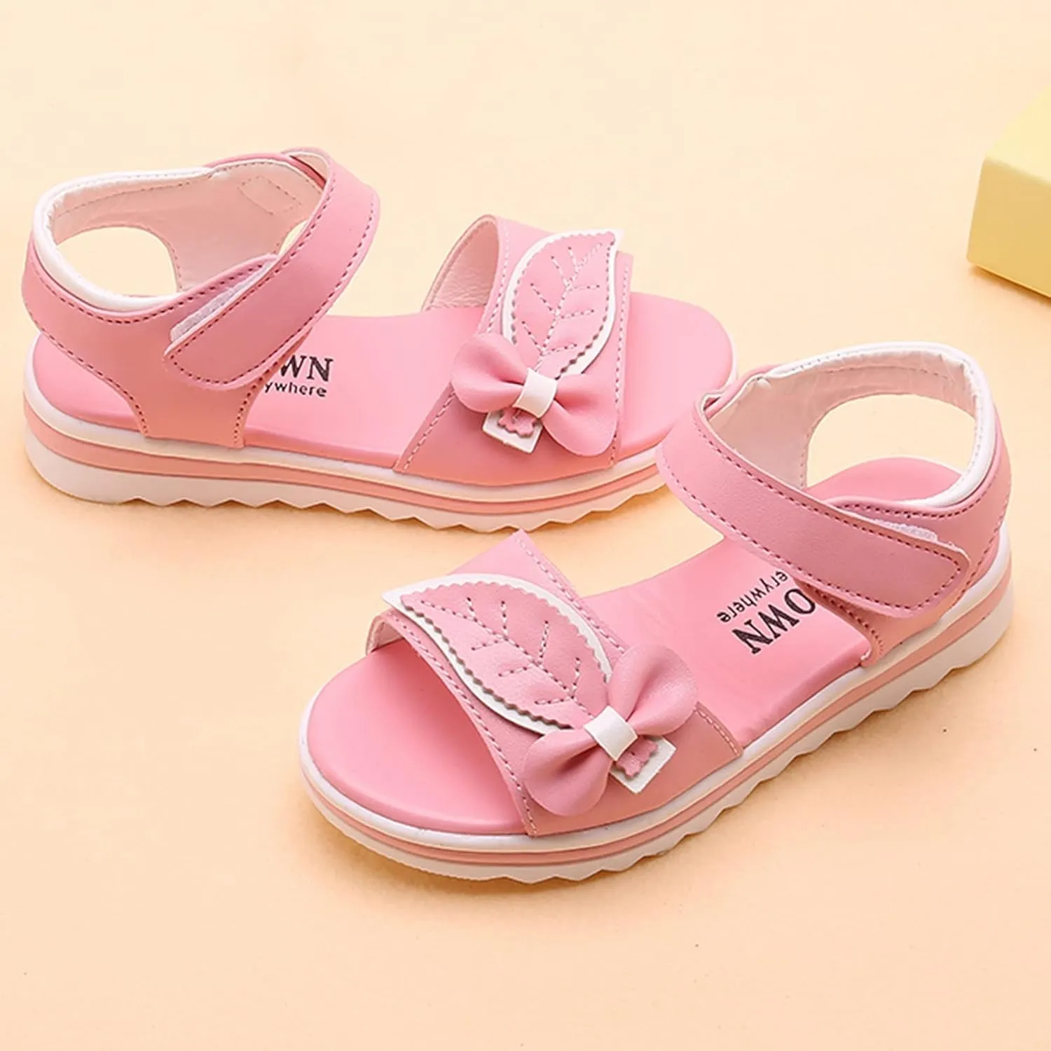 Kid Baby Girls Child Summer Shoes Sandals Premium Soft Sole Non Slip Sandals First Walkers Princess (Pink, 1 Big Kids)