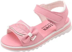 Kid Baby Girls Child Summer Shoes Sandals Premium Soft Sole Non Slip Sandals First Walkers Princess (Pink, 1 Big Kids)