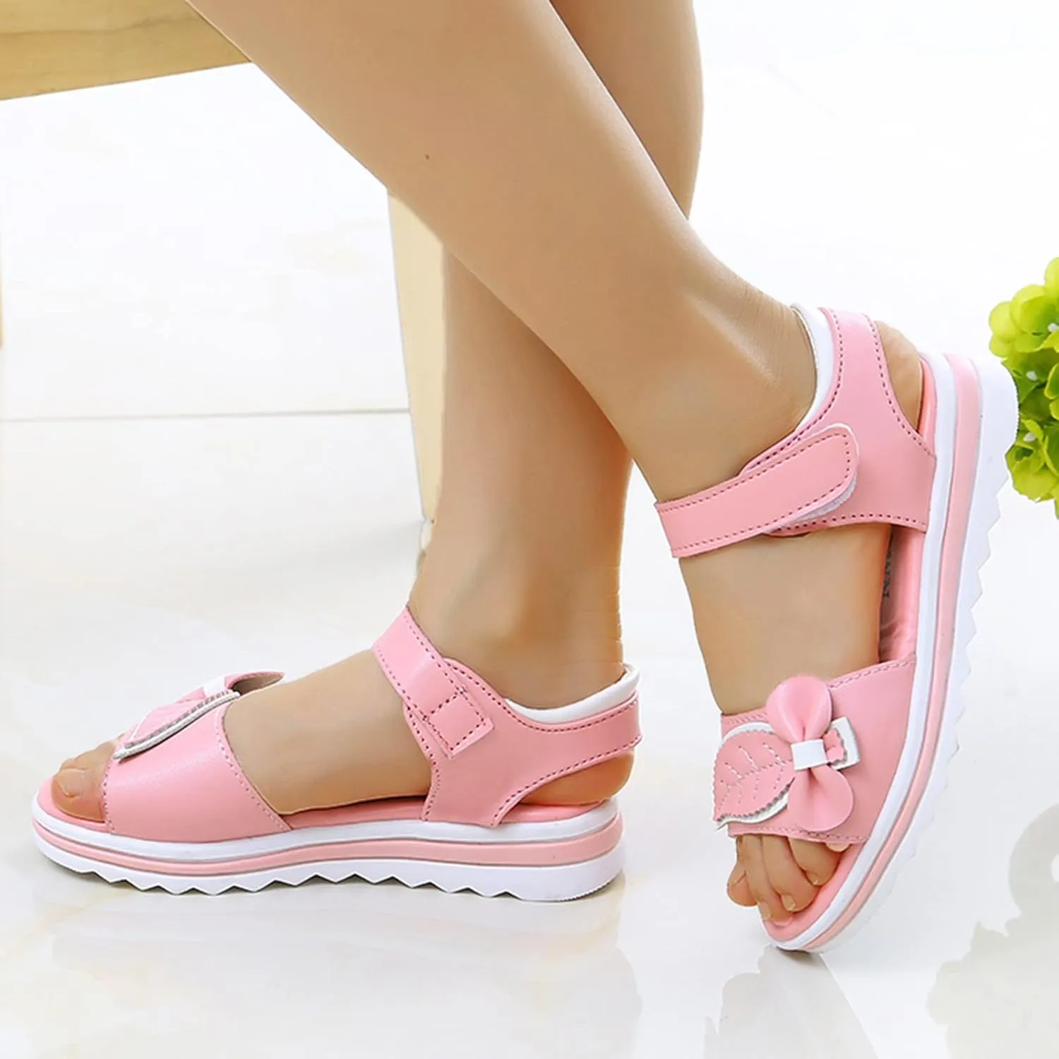 Kid Baby Girls Child Summer Shoes Sandals Premium Soft Sole Non Slip Sandals First Walkers Princess (Pink, 1 Big Kids)
