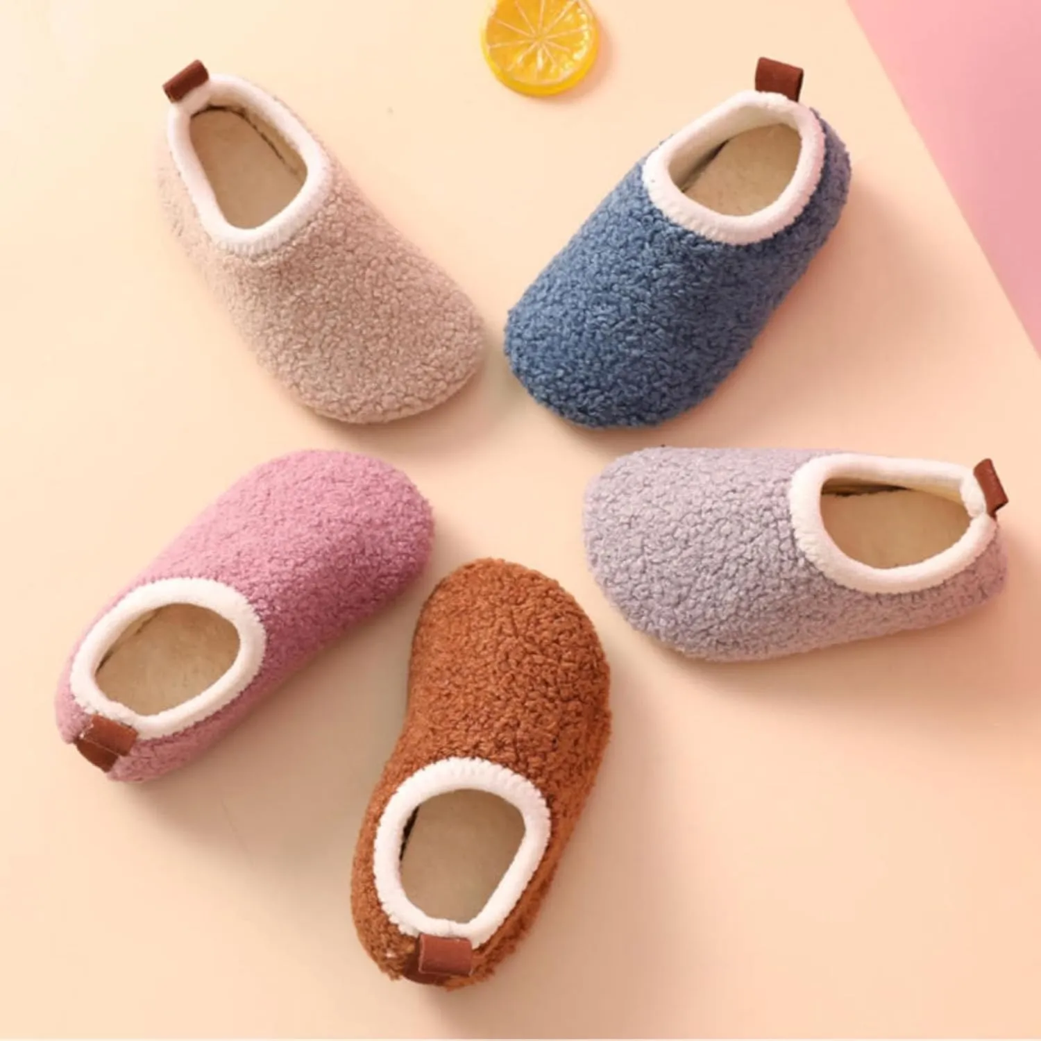 Kids Boys Girls Slippers House Booties Winter Indoor Warm Shoes Non Slip Sole Slippers Soft Plush Furry House Slip