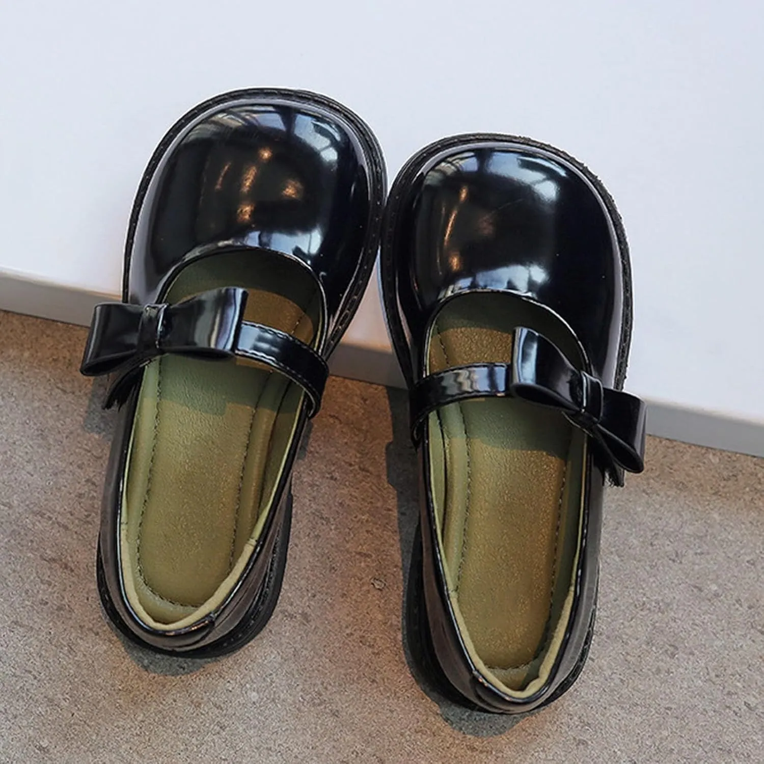 Kids Girls Princess Shoes Leather Soft Sole Baby Shoes Solid Non Slip Casual Dress Shoes Mary Jane Shoes