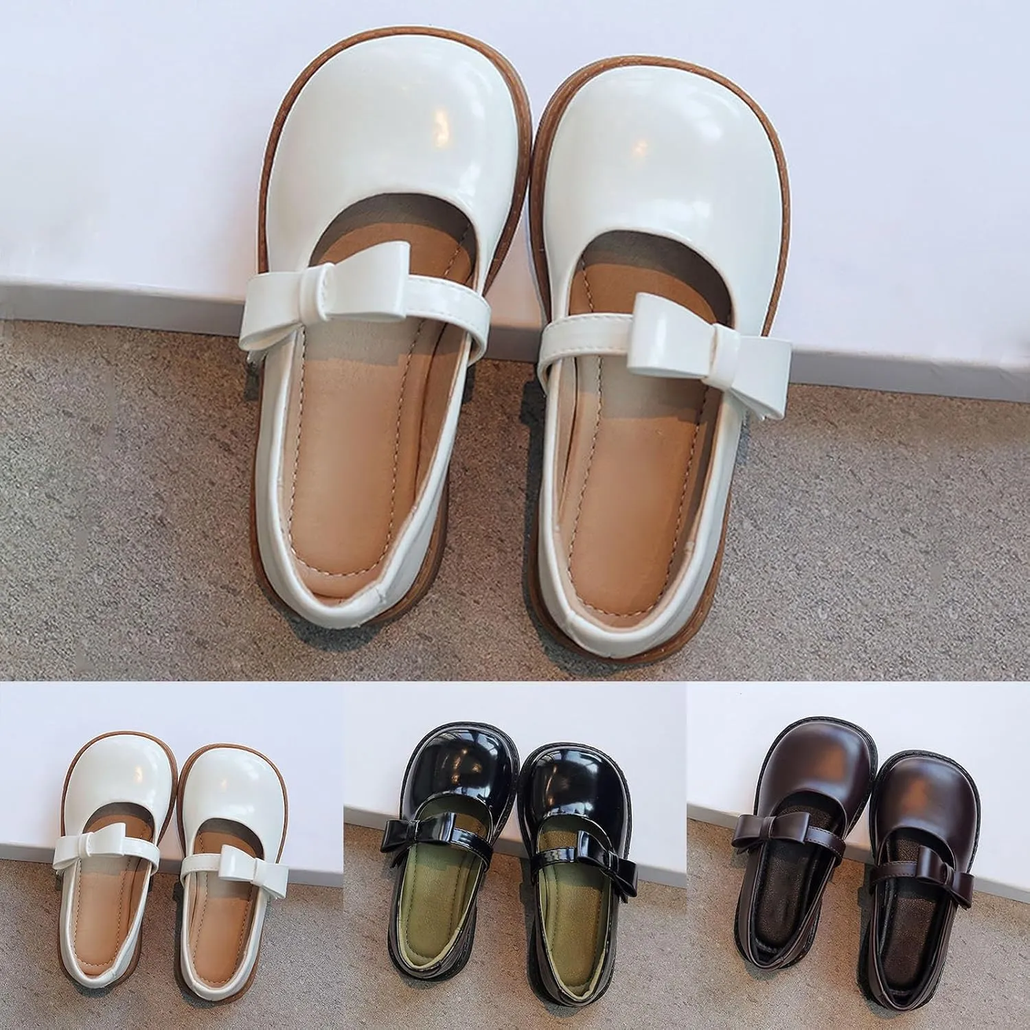 Kids Girls Princess Shoes Leather Soft Sole Baby Shoes Solid Non Slip Casual Dress Shoes Mary Jane Shoes