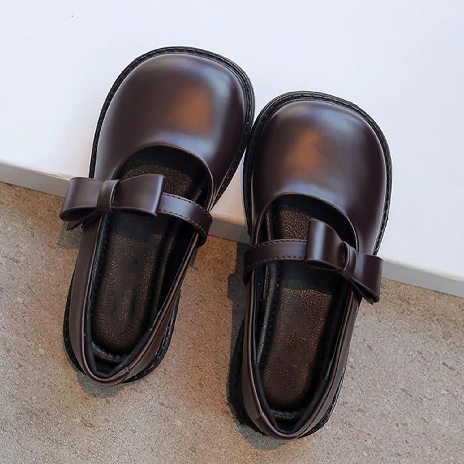 Kids Girls Princess Shoes Leather Soft Sole Baby Shoes Solid Non Slip Casual Dress Shoes Mary Jane Shoes