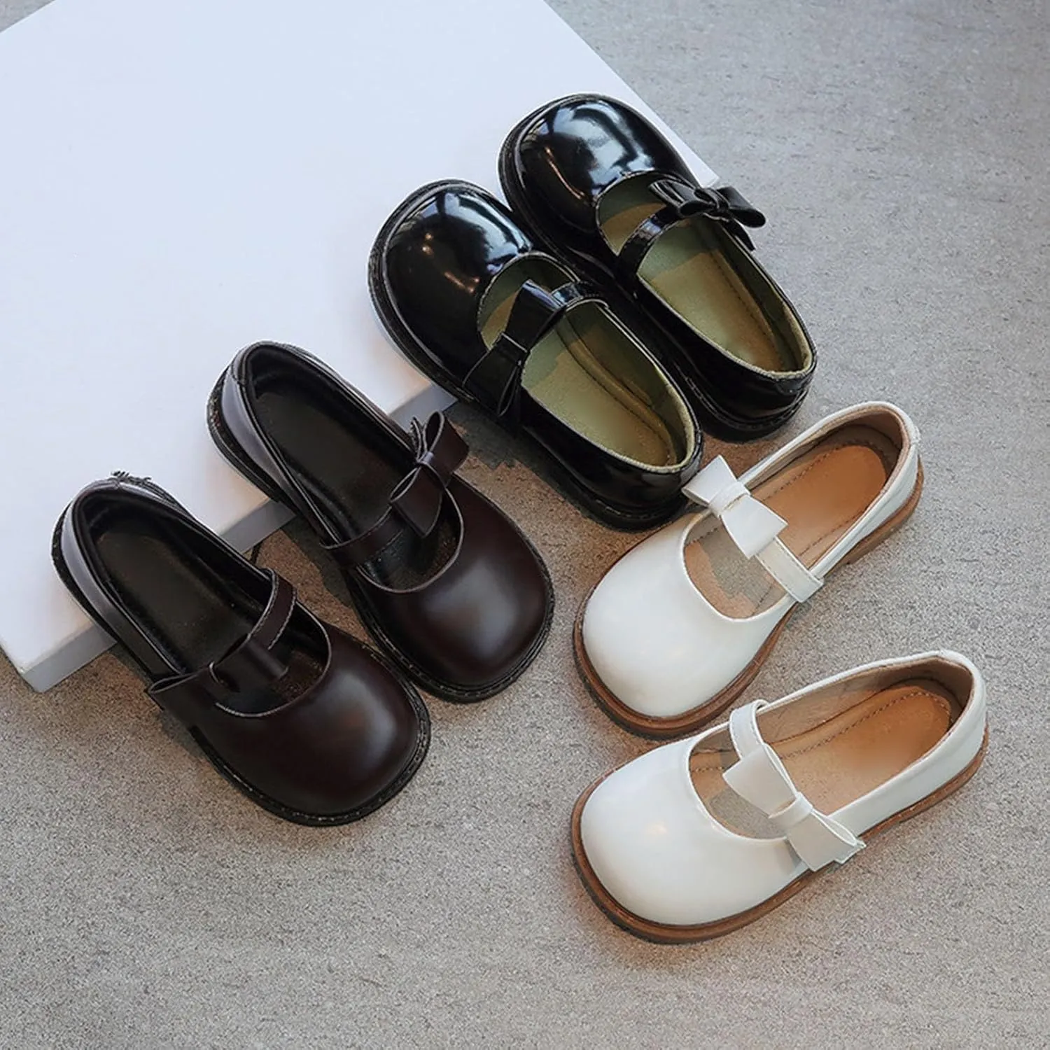 Kids Girls Princess Shoes Leather Soft Sole Baby Shoes Solid Non Slip Casual Dress Shoes Mary Jane Shoes