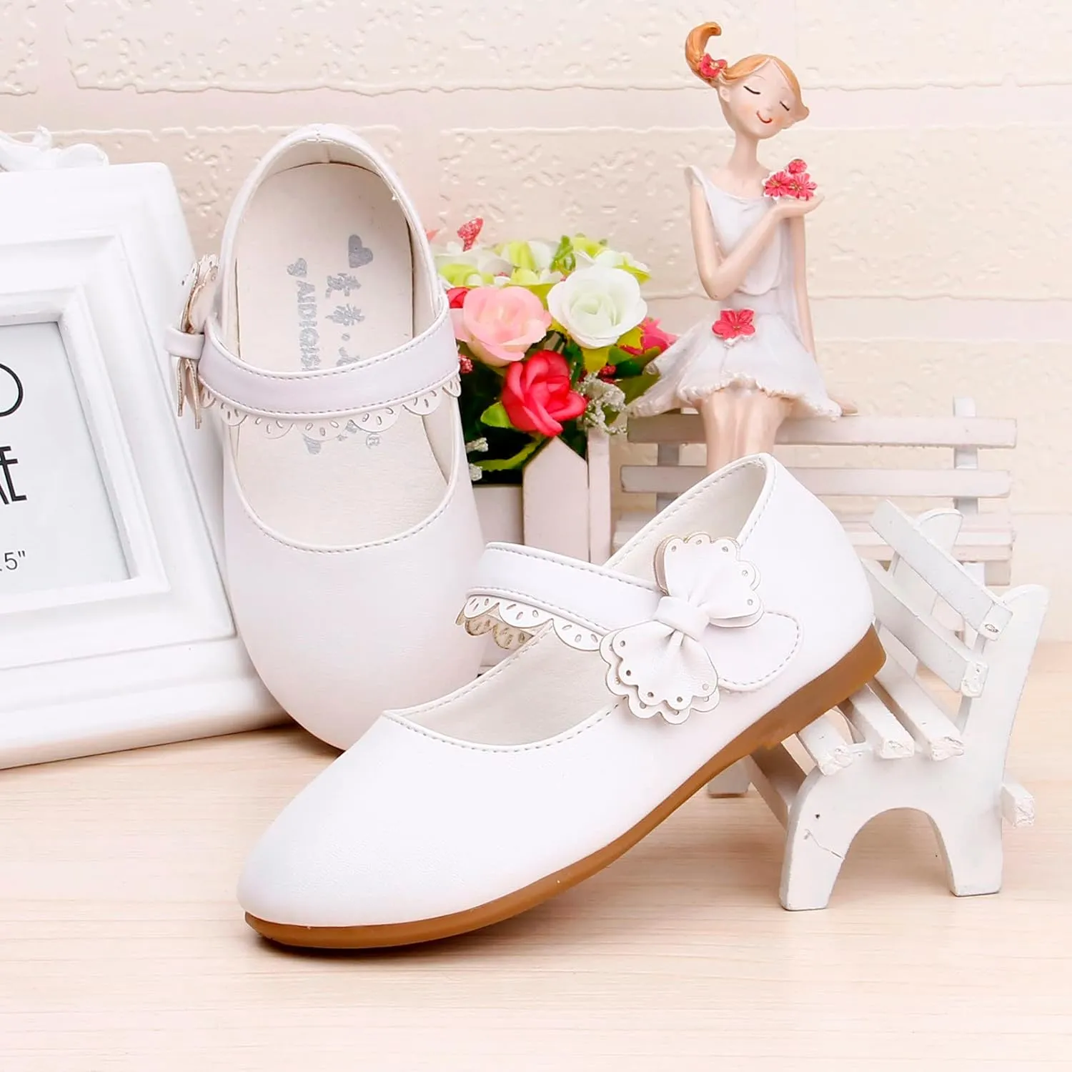 Kids Mary Jane Shoes Toddler Girls Anti-Slip Rubber Soft Sole Closed Toe Flat Wedding High Tops Baby Girl