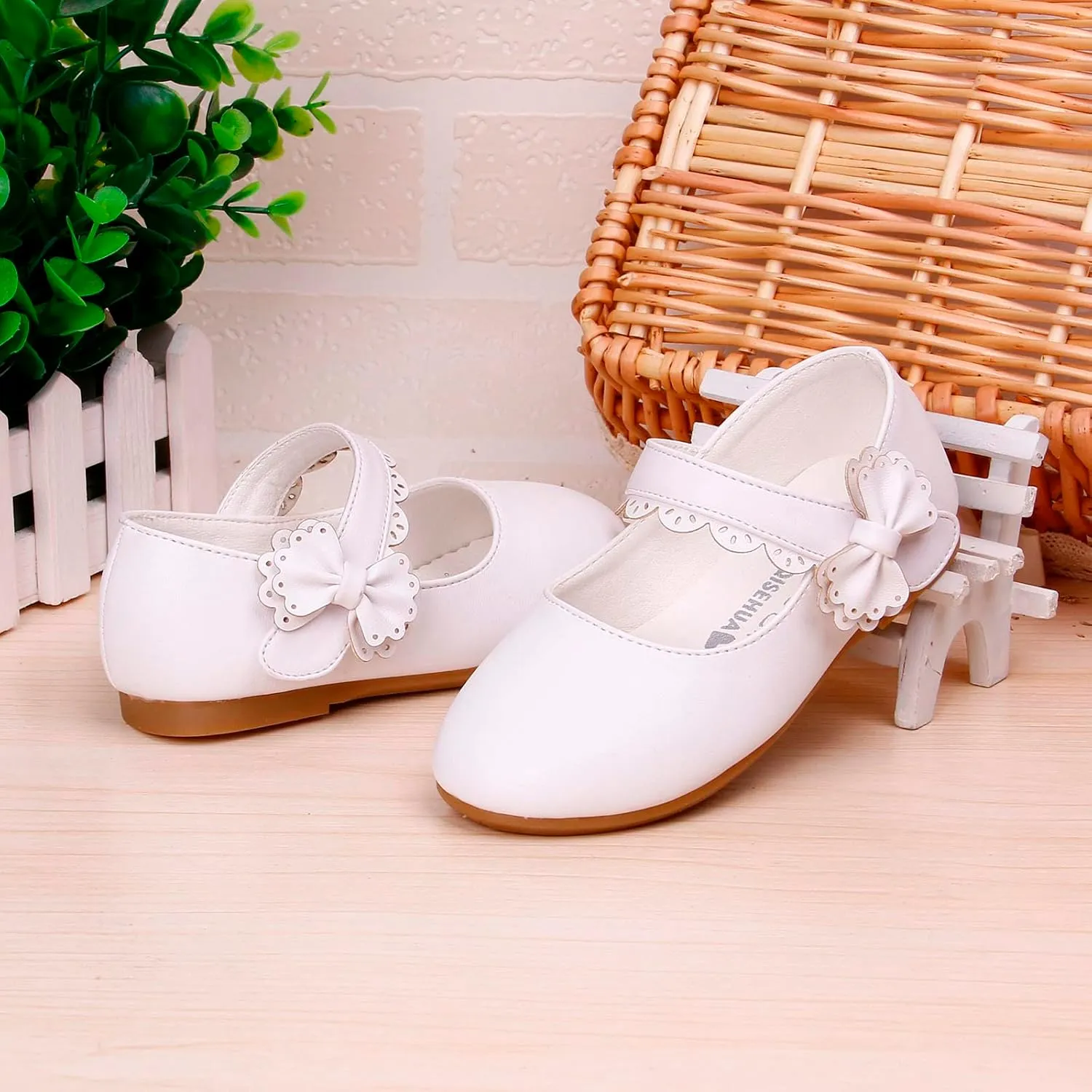 Kids Mary Jane Shoes Toddler Girls Anti-Slip Rubber Soft Sole Closed Toe Flat Wedding High Tops Baby Girl