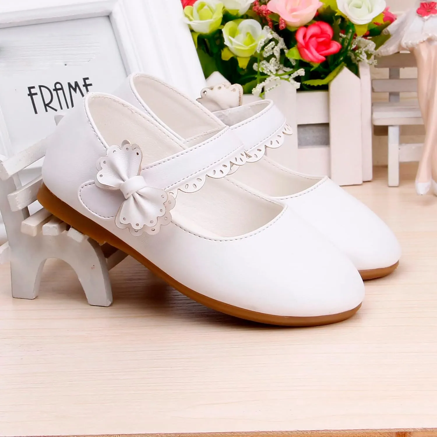 Kids Mary Jane Shoes Toddler Girls Anti-Slip Rubber Soft Sole Closed Toe Flat Wedding High Tops Baby Girl