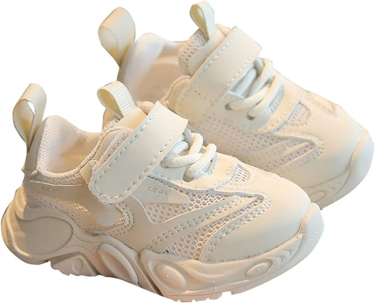 Kids Outside Shoes Spring and Summer New Solid Color Double Mesh Breathable Non Slip Children's Casual Sports Shoes (White, 4.5 Infant)