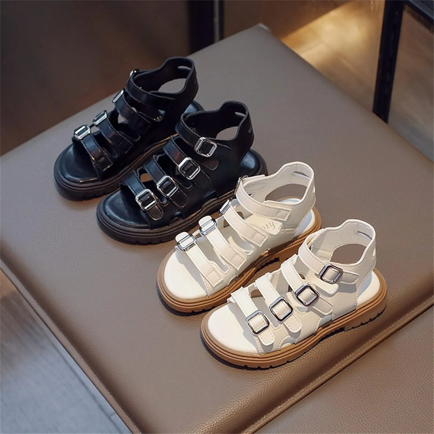 Kids Rubber Sole Closed Toe Sandals With Strap Baby Boys Girls Toddler Bottom Flat Wide Shoes Summer Princess Soft