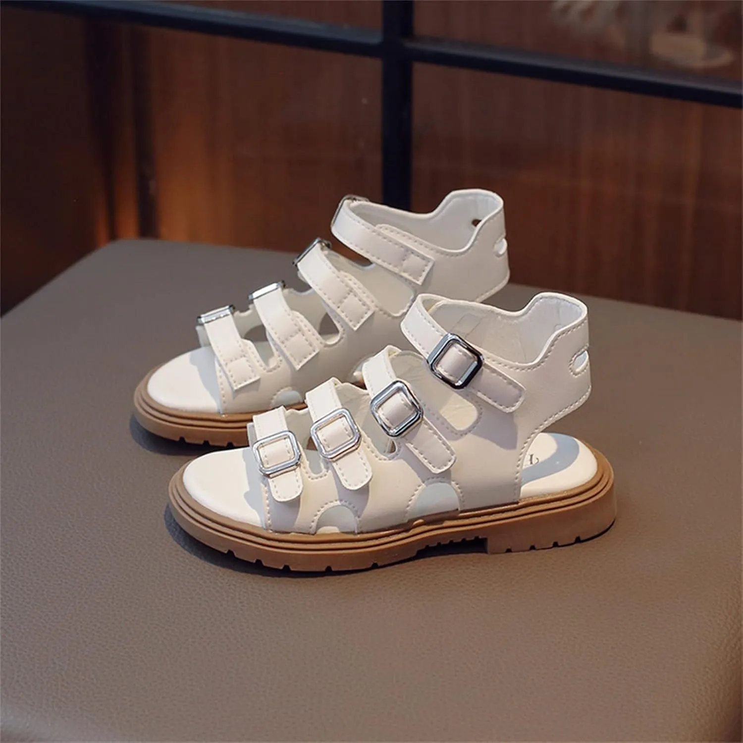 Kids Rubber Sole Closed Toe Sandals With Strap Baby Boys Girls Toddler Bottom Flat Wide Shoes Summer Princess Soft