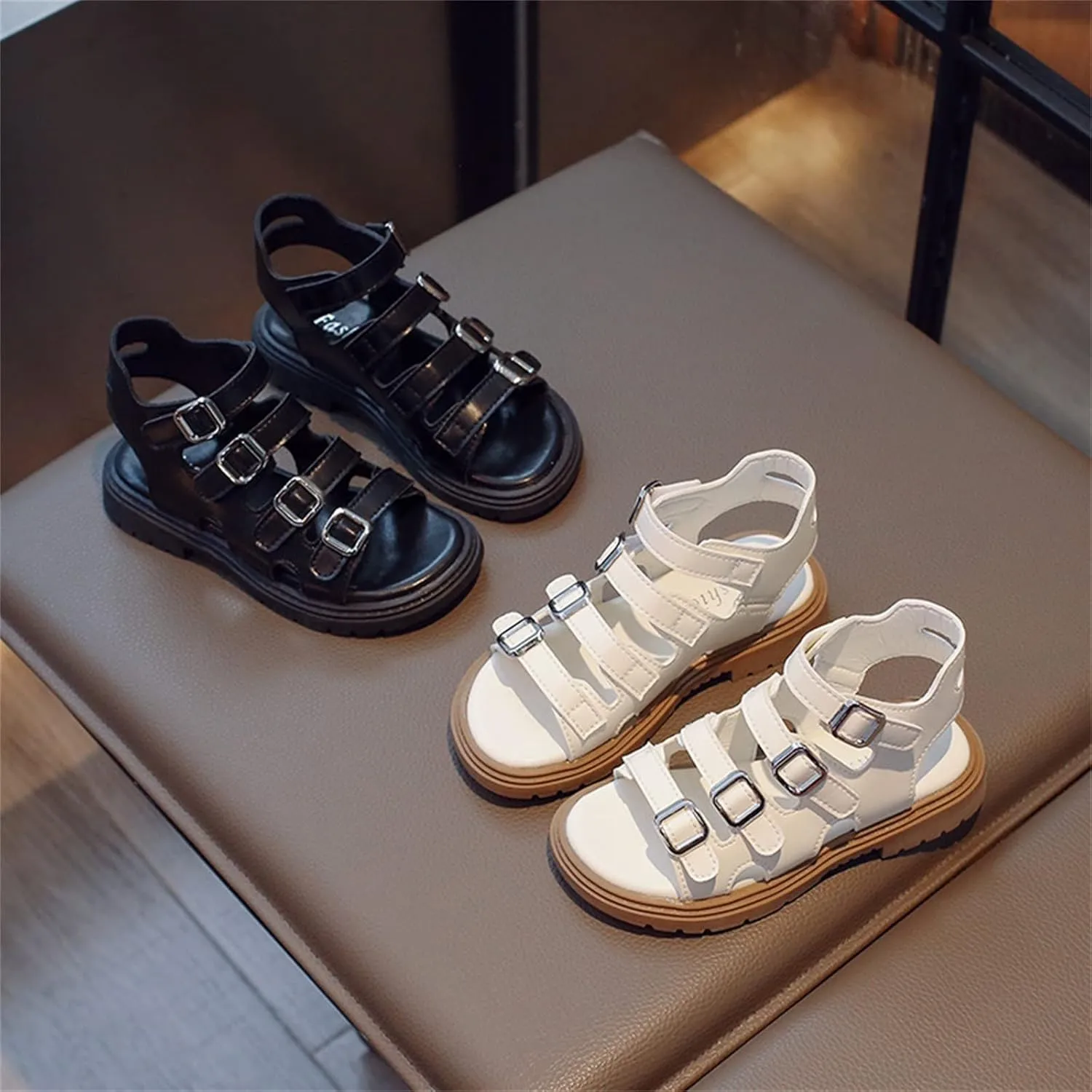 Kids Rubber Sole Closed Toe Sandals With Strap Baby Boys Girls Toddler Bottom Flat Wide Shoes Summer Princess Soft