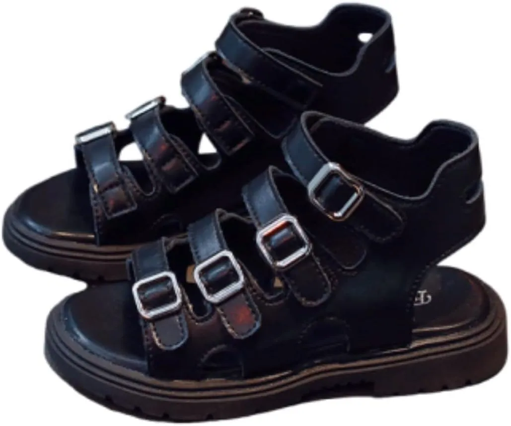 Kids Rubber Sole Closed Toe Sandals With Strap Baby Boys Girls Toddler Bottom Flat Wide Shoes Summer Princess Soft