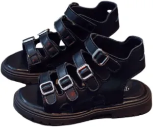 Kids Rubber Sole Closed Toe Sandals With Strap Baby Boys Girls Toddler Bottom Flat Wide Shoes Summer Princess Soft