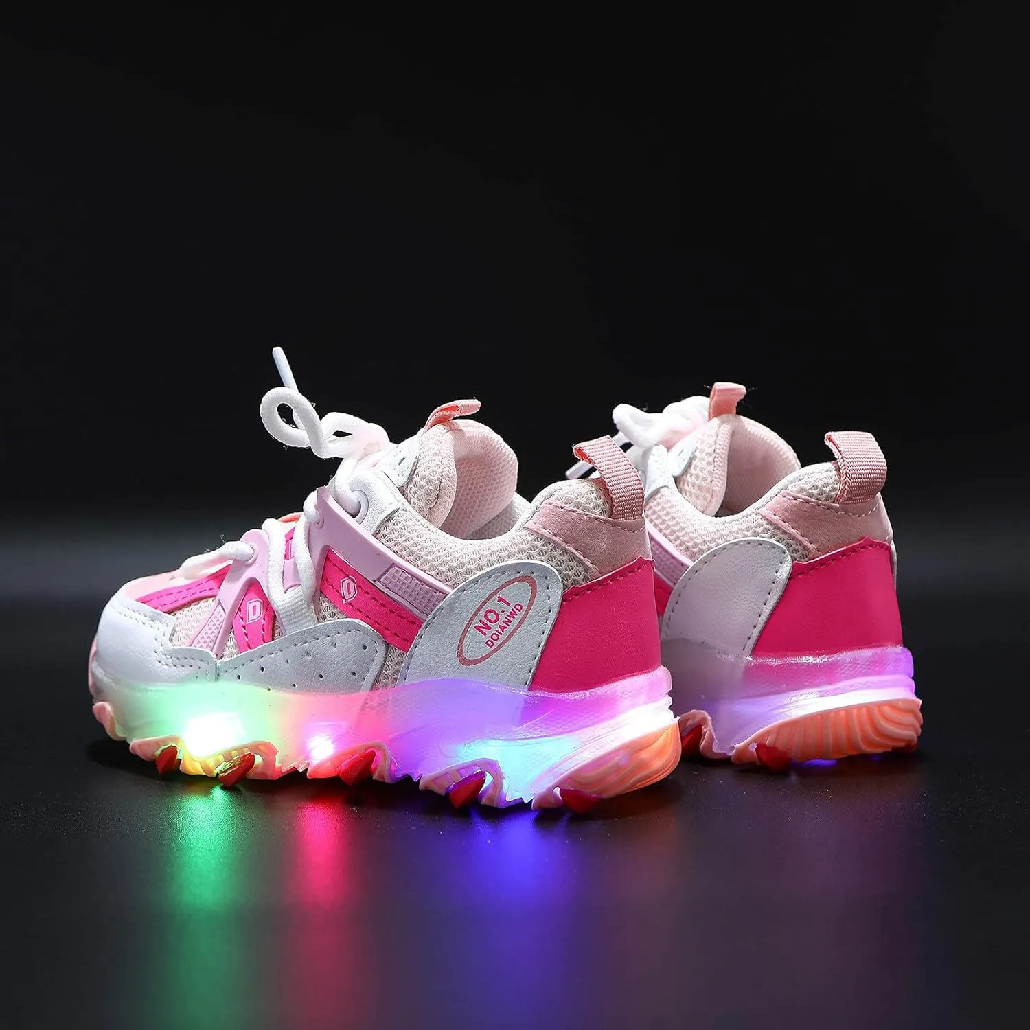 Kids Shoes for 1-6Years Boys Girls High Top Fashion LED Breathable Sneakers Toddler Baby Light Up Tennis Sport Shoes (1-Pink25#, 3.5-4Years)