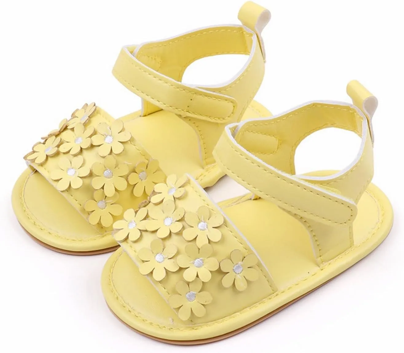 Kids Slip on Rubber Shoes Baby Toddler Infant Girls PU Leather Soft Open Toe Summer Sandals Flower Flat Shoes Toddler