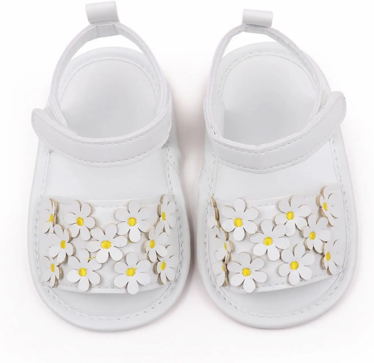 Kids Slip on Rubber Shoes Baby Toddler Infant Girls PU Leather Soft Open Toe Summer Sandals Flower Flat Shoes Toddler