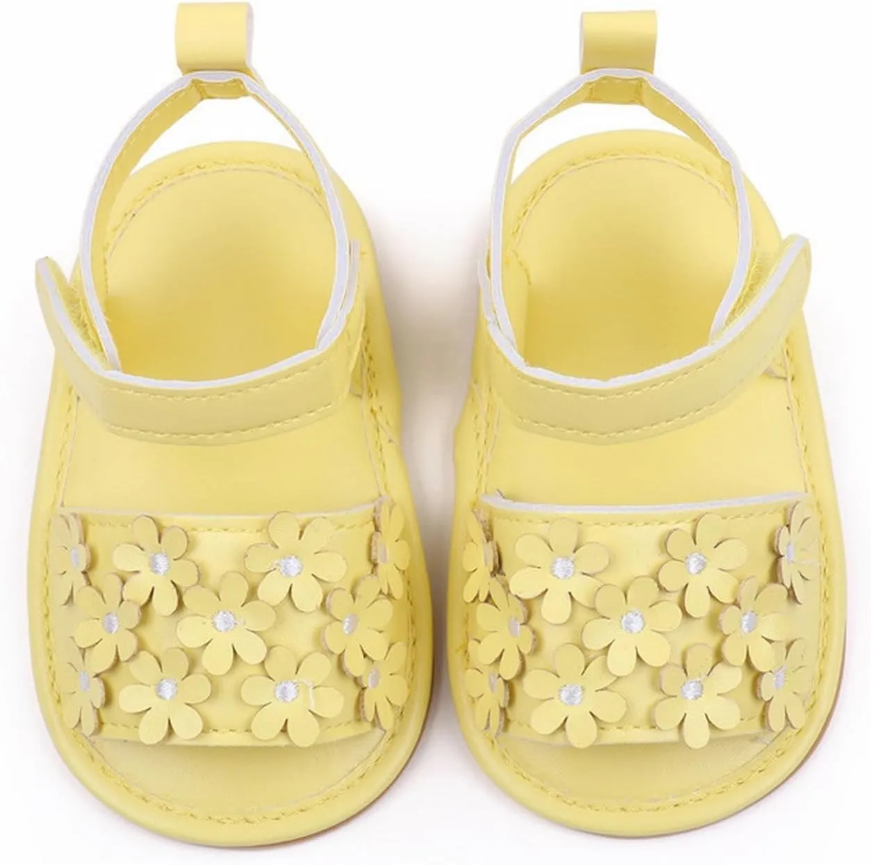 Kids Slip on Rubber Shoes Baby Toddler Infant Girls PU Leather Soft Open Toe Summer Sandals Flower Flat Shoes Toddler