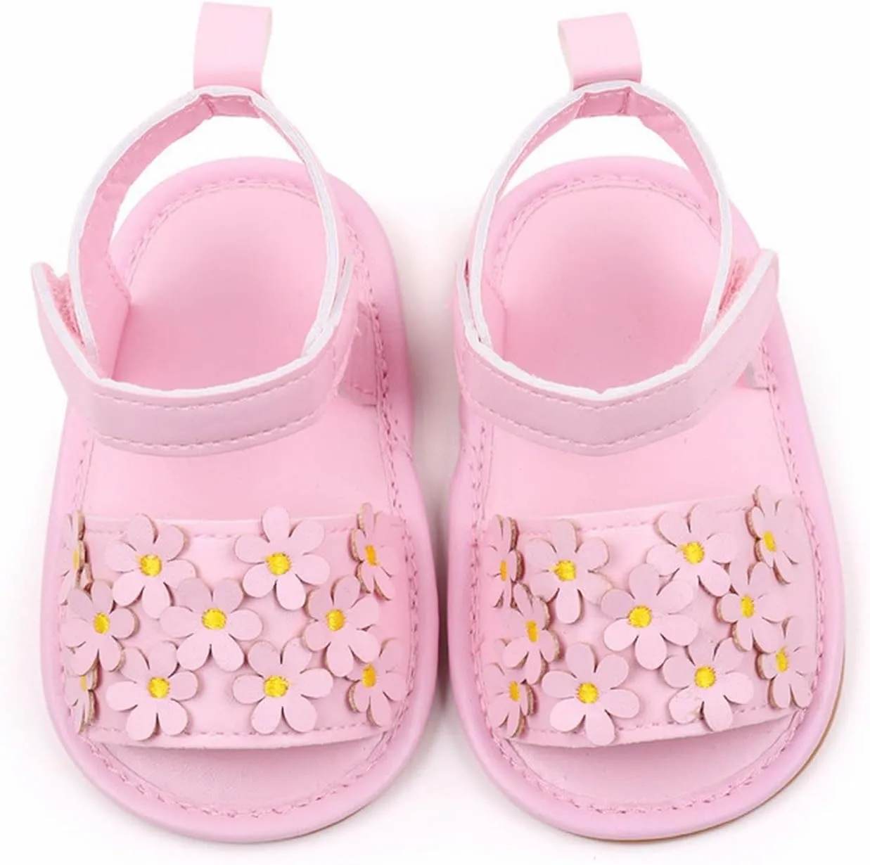 Kids Slip on Rubber Shoes Baby Toddler Infant Girls PU Leather Soft Open Toe Summer Sandals Flower Flat Shoes Toddler
