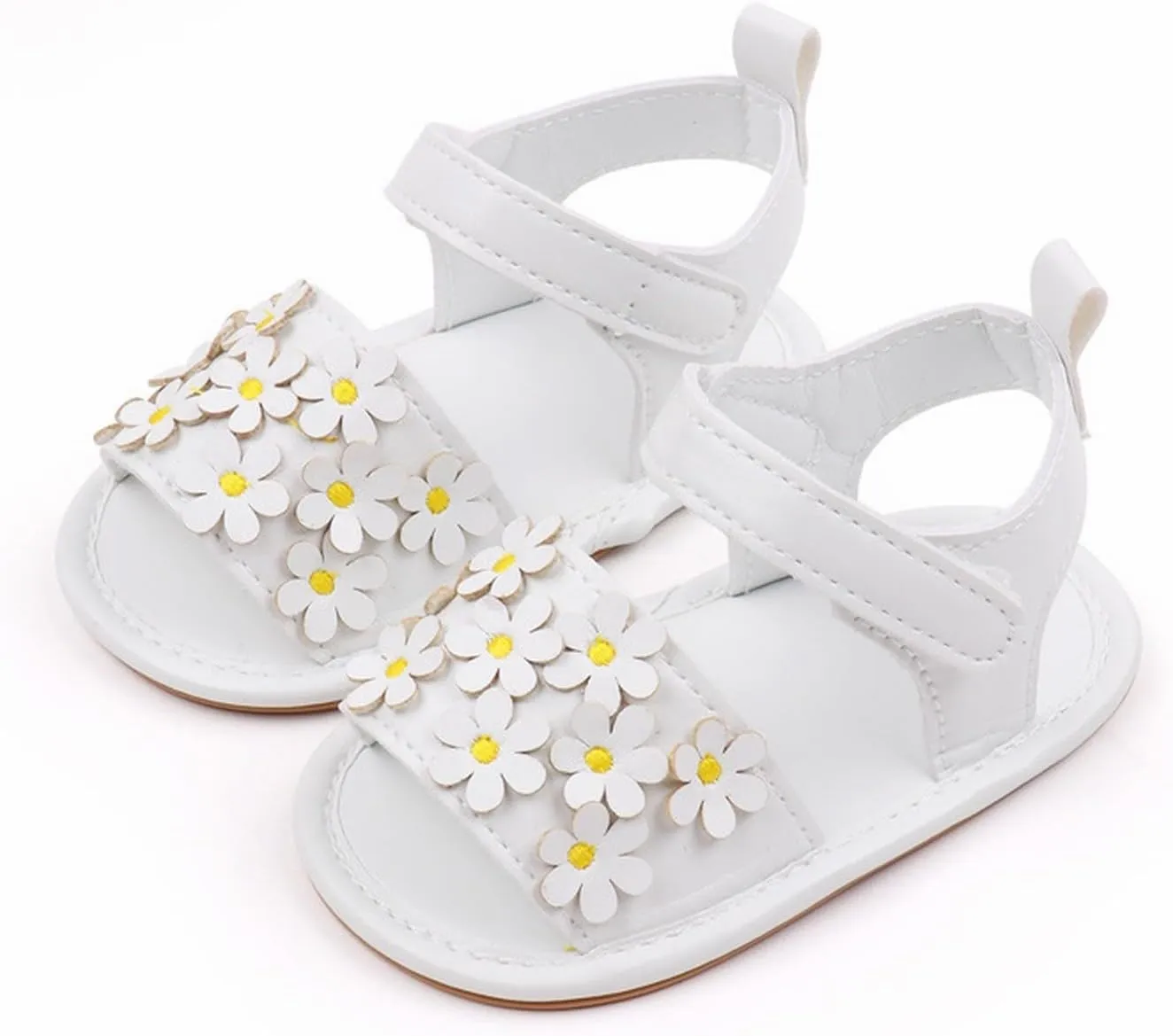 Kids Slip on Rubber Shoes Baby Toddler Infant Girls PU Leather Soft Open Toe Summer Sandals Flower Flat Shoes Toddler