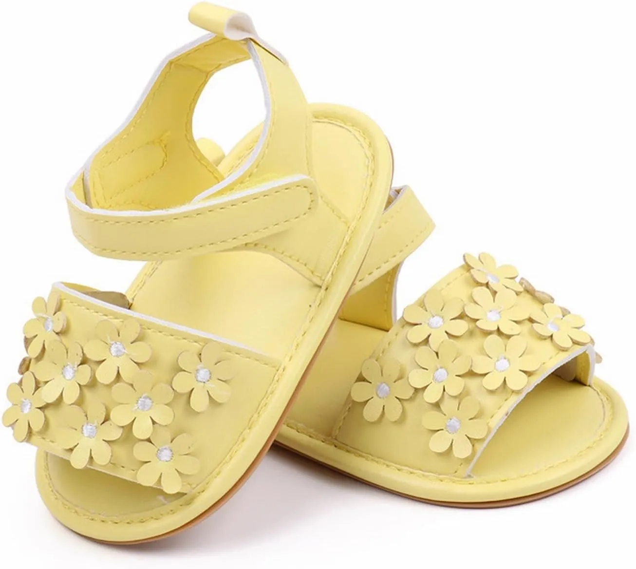 Kids Slip on Rubber Shoes Baby Toddler Infant Girls PU Leather Soft Open Toe Summer Sandals Flower Flat Shoes Toddler