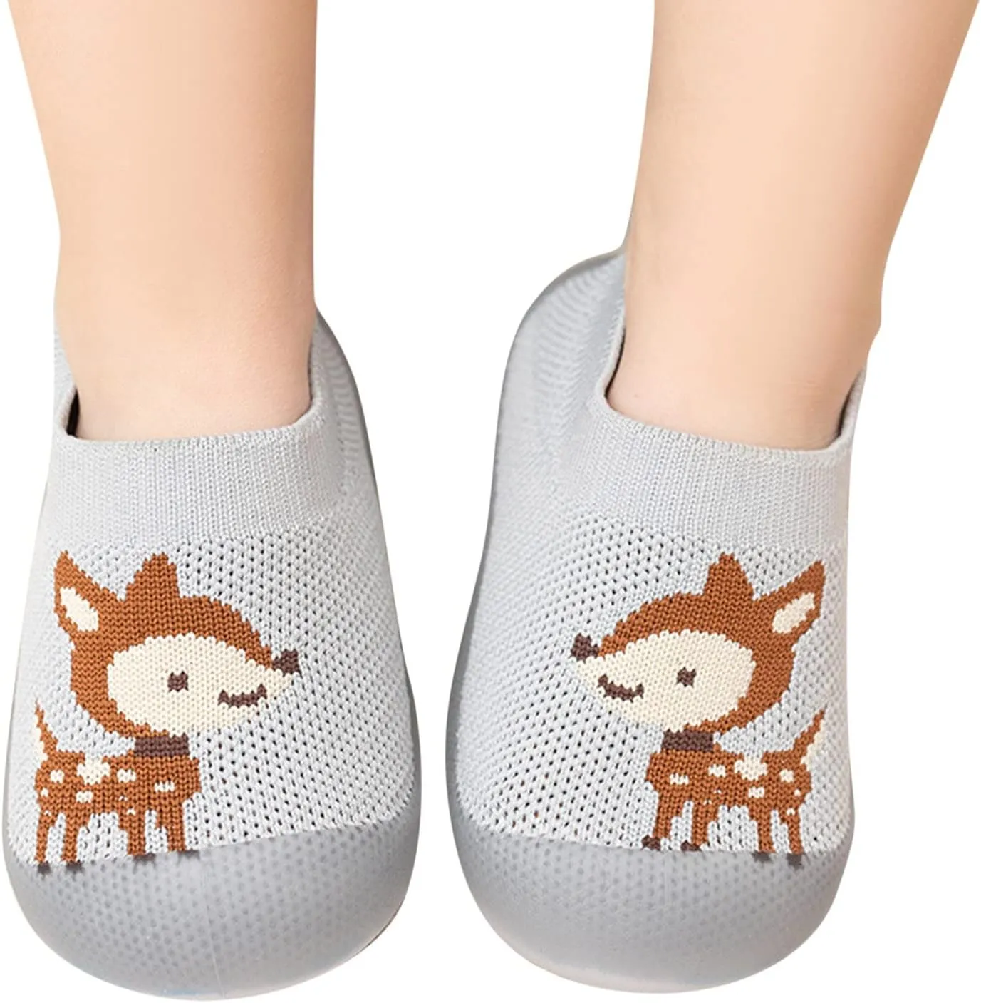 Kids Summer Sandals Infant Boys Girls Animal Prints Cartoon Socks Toddler The Floor Socks Non Slip Prewalker Shoes (Grey, 18-24 Months)