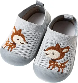 Kids Summer Sandals Infant Boys Girls Animal Prints Cartoon Socks Toddler The Floor Socks Non Slip Prewalker Shoes (Grey, 18-24 Months)