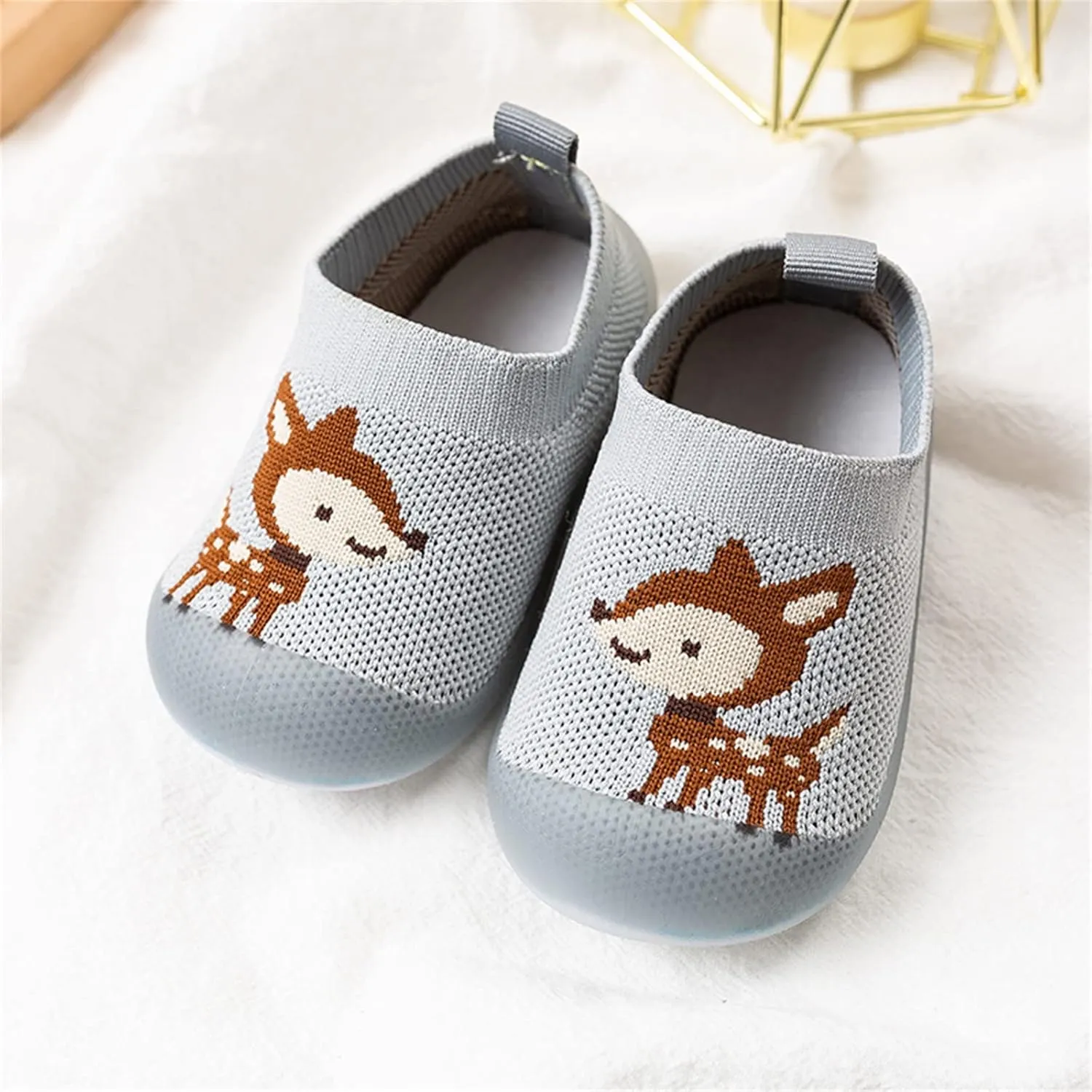 Kids Summer Sandals Infant Boys Girls Animal Prints Cartoon Socks Toddler The Floor Socks Non Slip Prewalker Shoes (Grey, 18-24 Months)