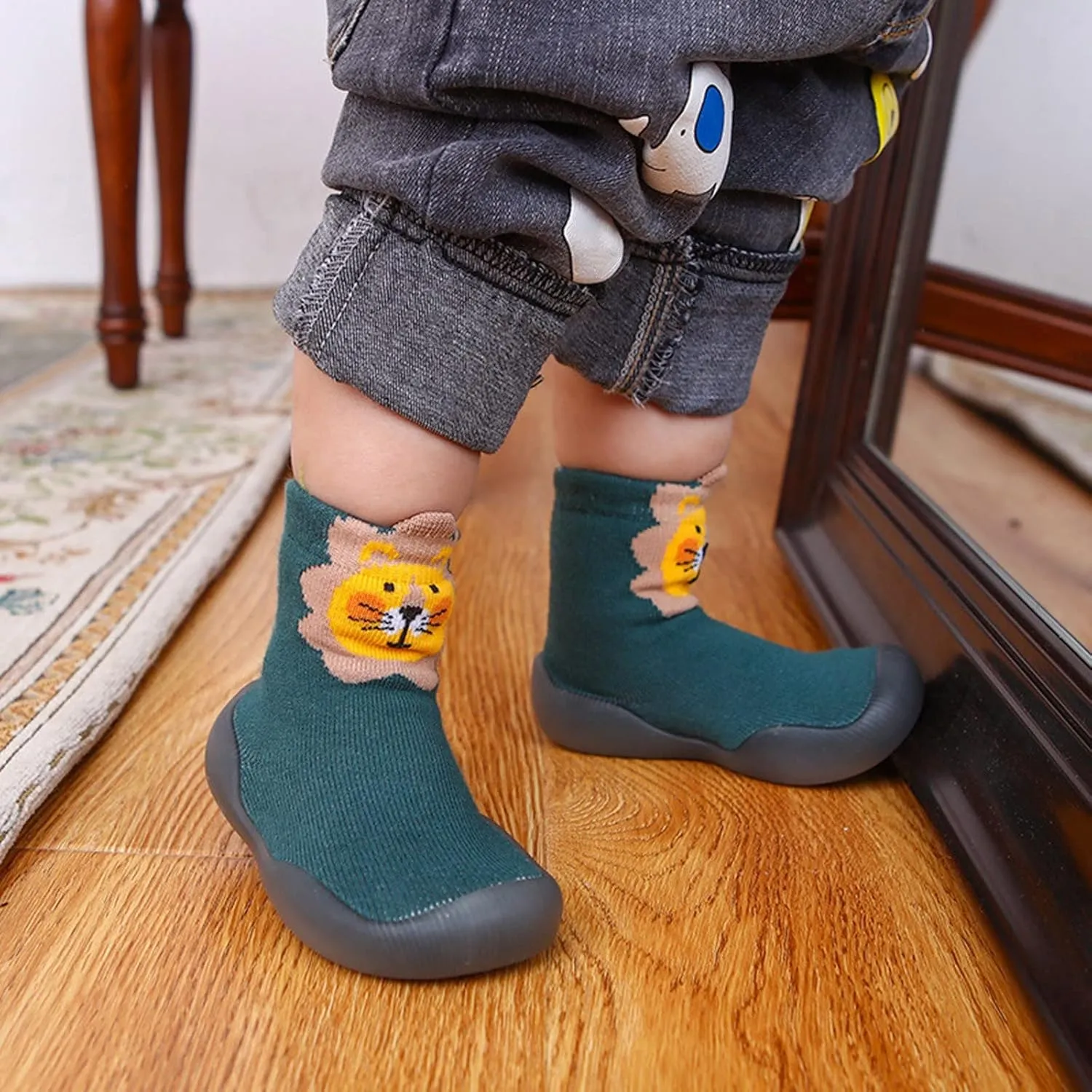 Kids Toddler Baby Boys Girls Solid Warm Knit Soft Sole Rubber Shoes Socks Slipper Stocking Boy Dress Shoe 12
