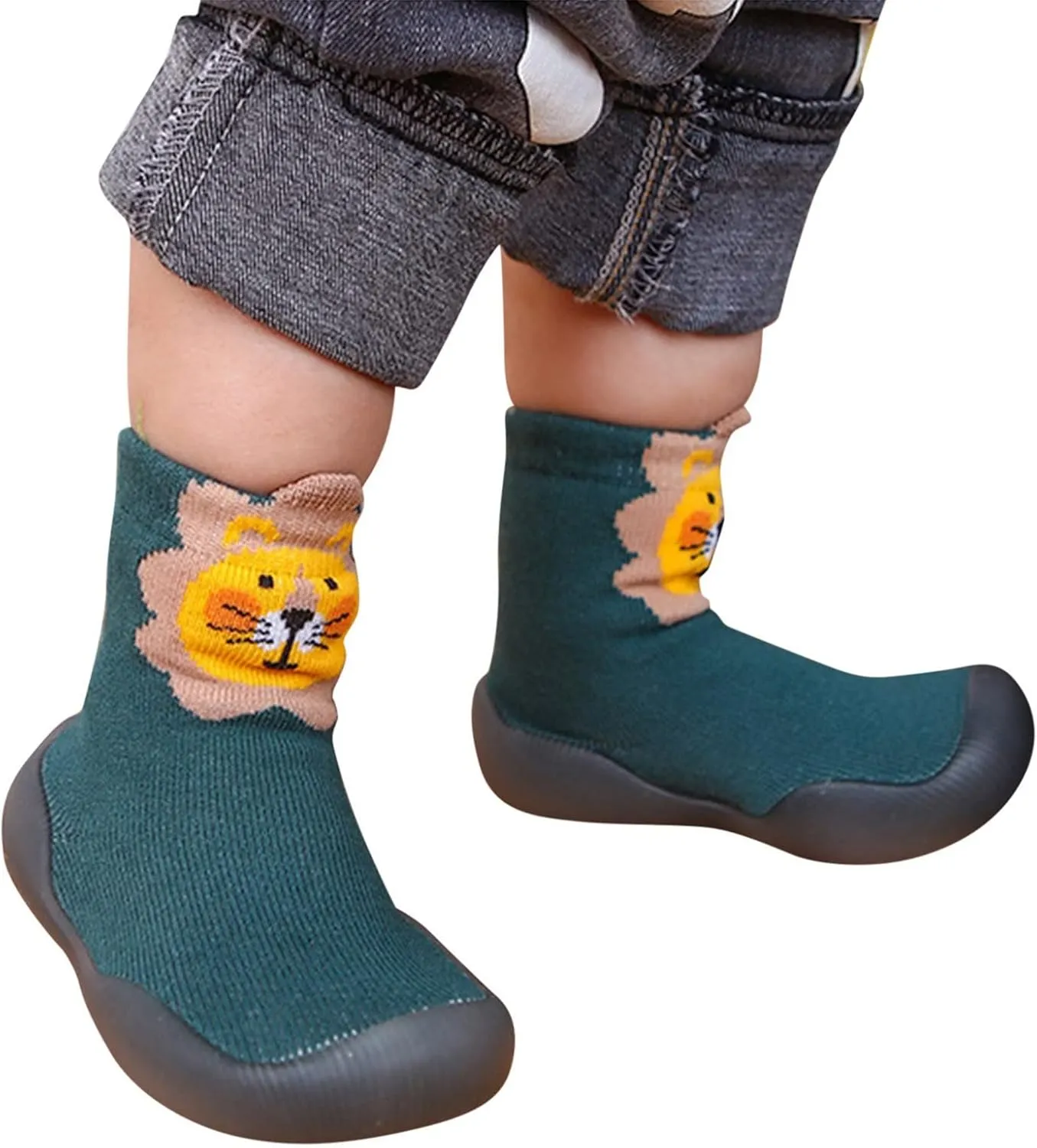 Kids Toddler Baby Boys Girls Solid Warm Knit Soft Sole Rubber Shoes Socks Slipper Stocking Boy Dress Shoe 12